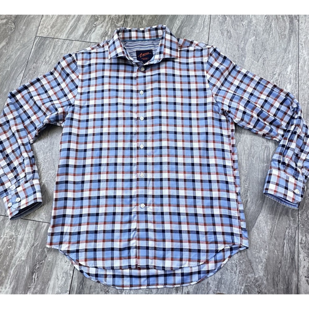 Egara Shirt Mens Slim Fit Check Cotton Non-Iron Flip Cuff Button Up Large
0251 - Picture 8 of 13